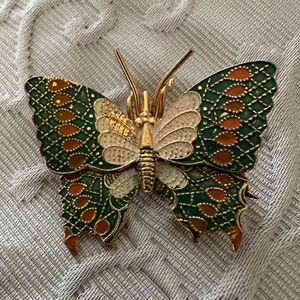 Vtg Spanish Enamel Butterfly Brooch